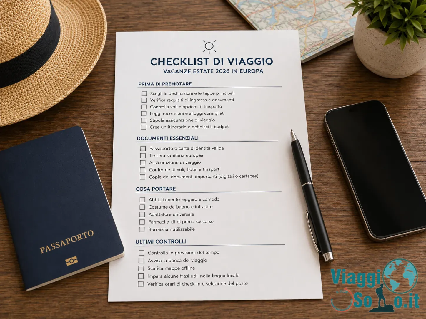 Checklist pratica prima di prenotare vacanze estate 2026 in Europa
